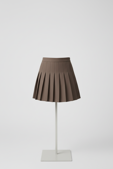 Jupe Plissée Taupe Mini Décontractée