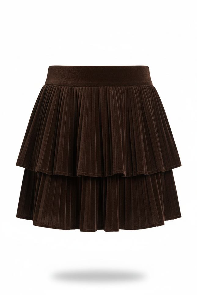 Jupe Plissée velours étagée chic