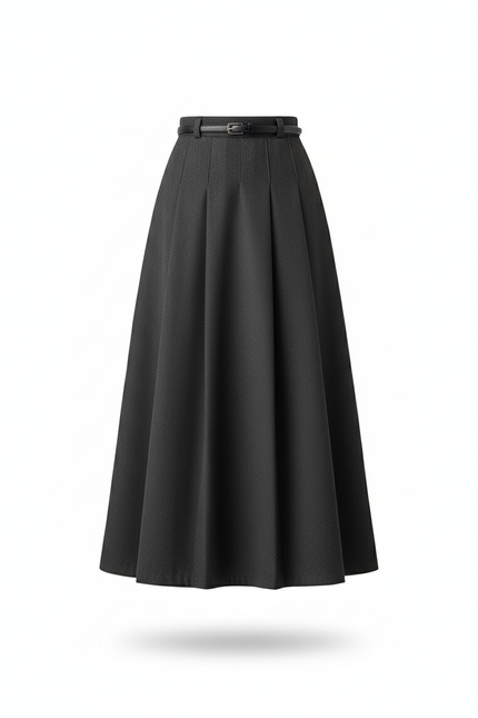 Jupe Plissée taille haute grise chic