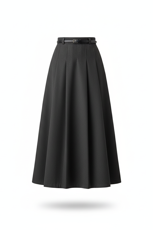 Jupe Plissée taille haute grise chic