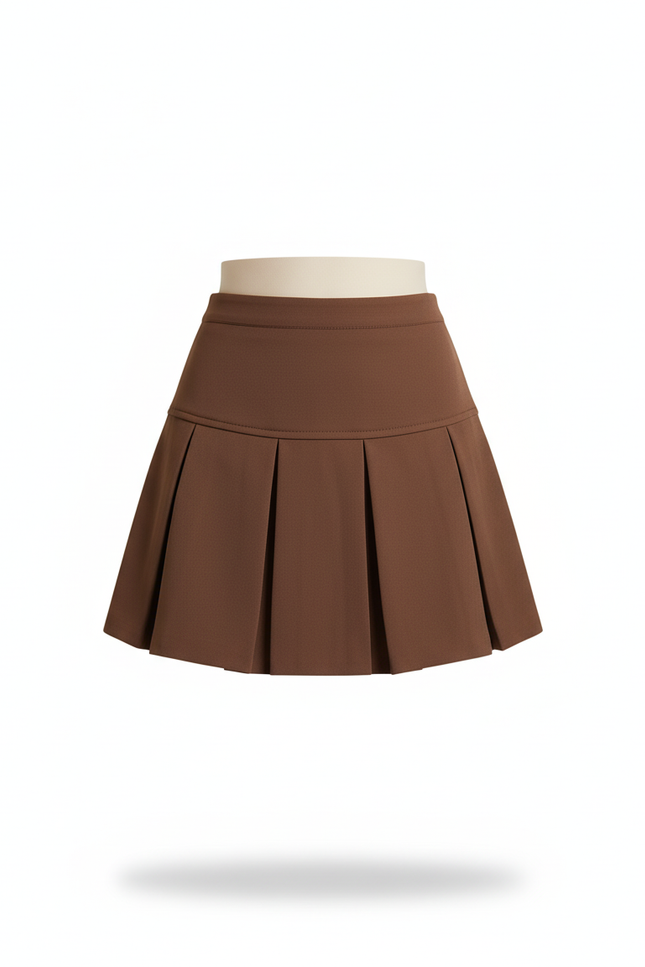 Jupe Plissée Marron Mini Y2K