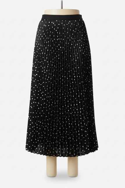 Jupe Plissée midi à pois élégante