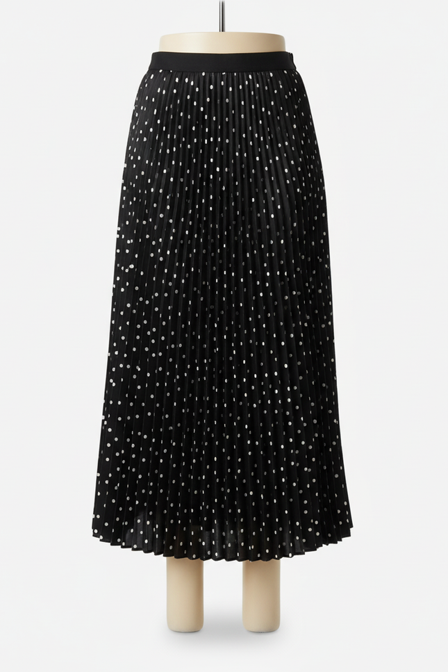 Jupe Plissée midi à pois élégante