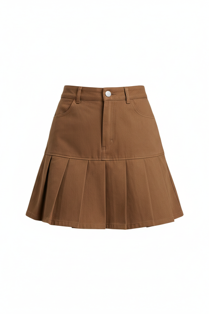 Jupe Plissée marron mini chic raffinée