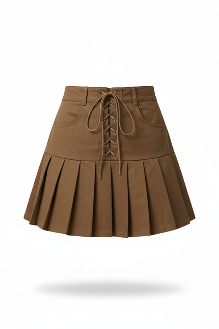 Jupe Plissée Marron Mini Chic raffinée élégante