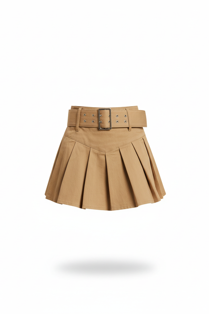 Jupe Plissée Marron Mini Chic tendance
