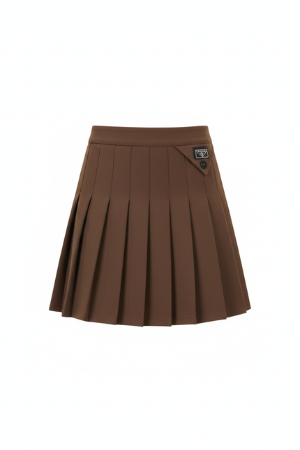 Jupe Plissée marron courte chic raffinée