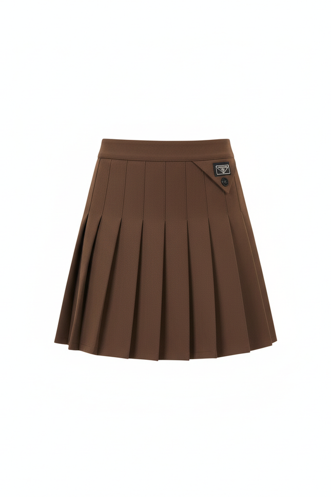 Jupe Plissée marron courte chic raffinée