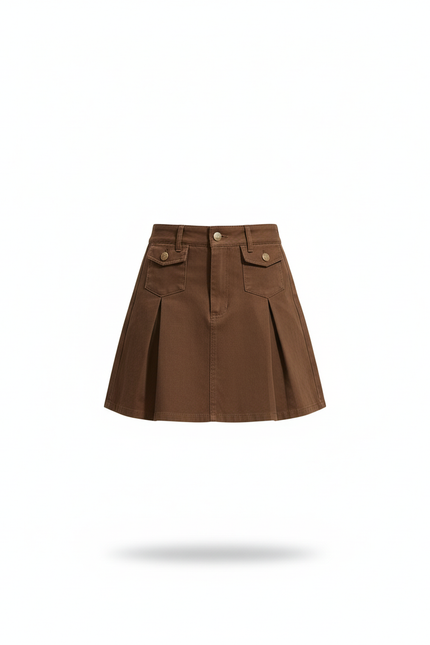Jupe Plissée marron mini chic tendance moderne