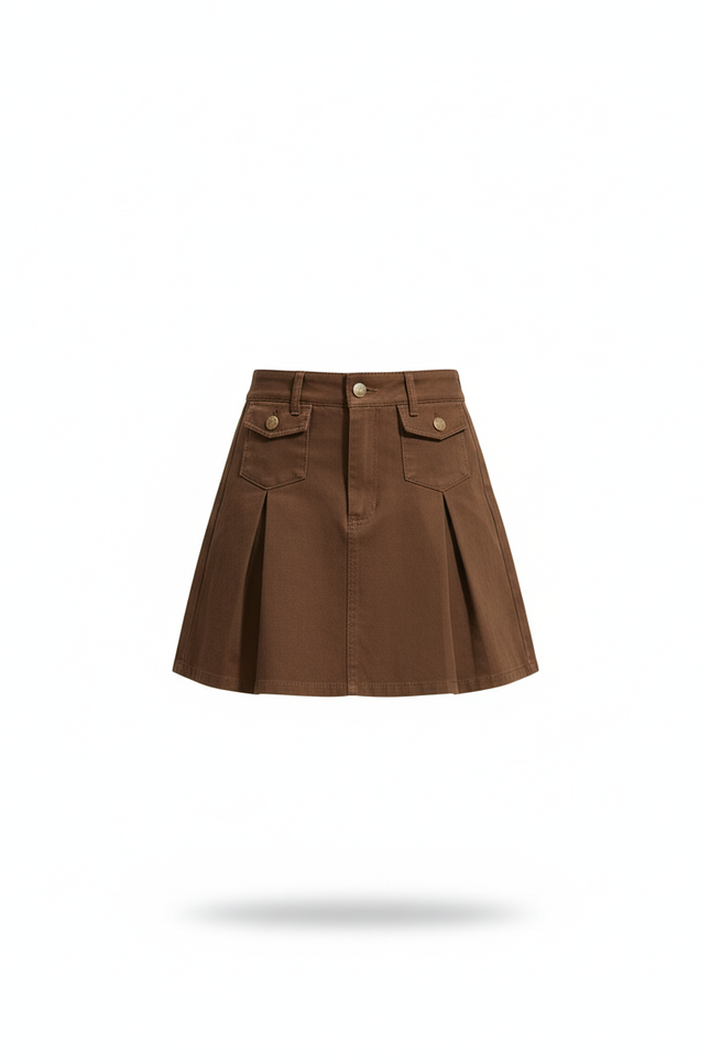 Jupe Plissée marron mini chic tendance moderne