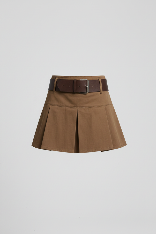 Jupe Plissée marron mini Preppy