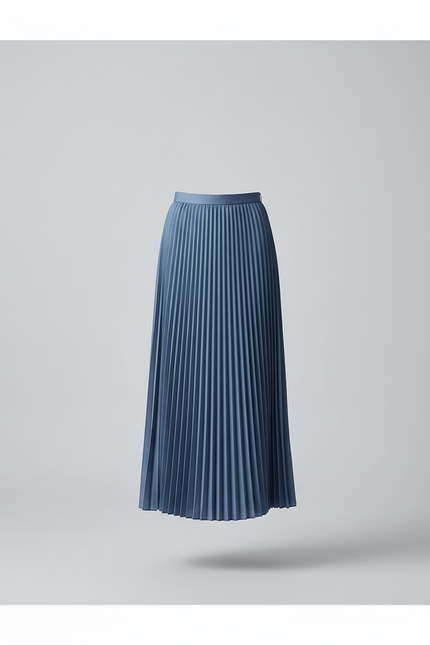 Jupe Plissée Bleue Longue Fluide
