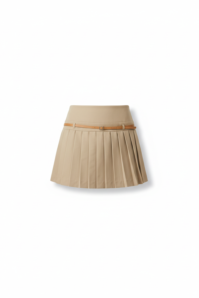 jupe plissée courte beige