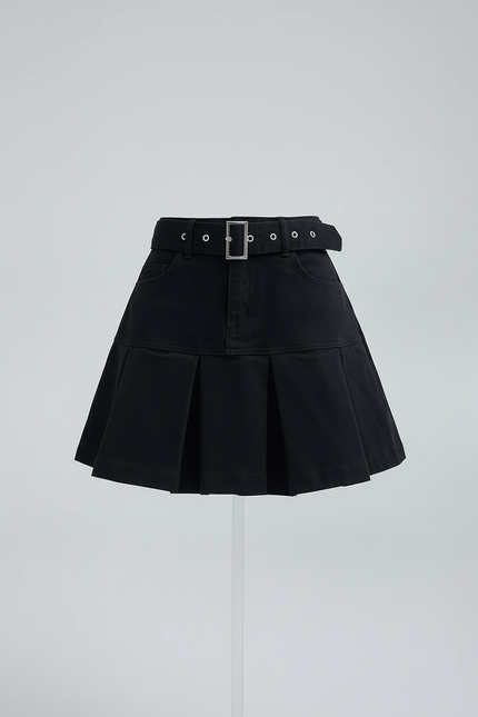 Jupe Plissée Noir Mini Chic
