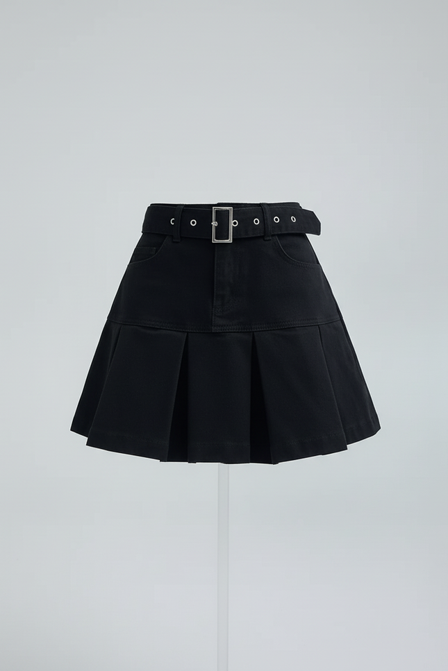Jupe Plissée Noir Mini Chic