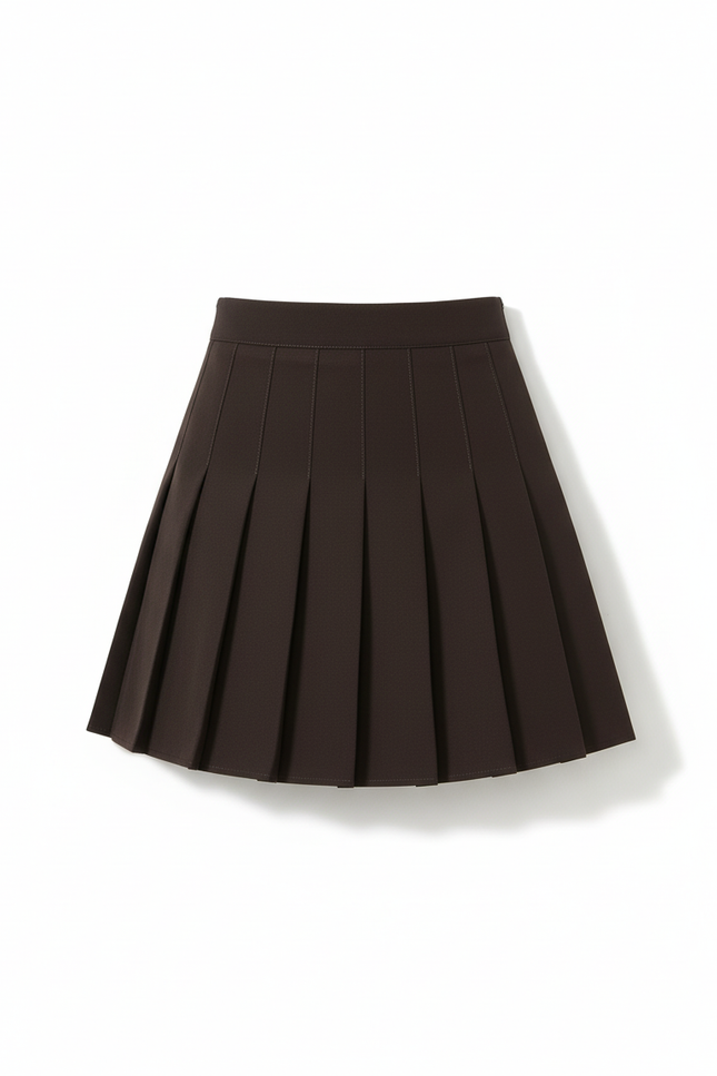 Jupe Plissée Marron Mini Coréenne