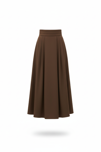 Jupe Plissée Marron Taille Haute Chic raffinée classique