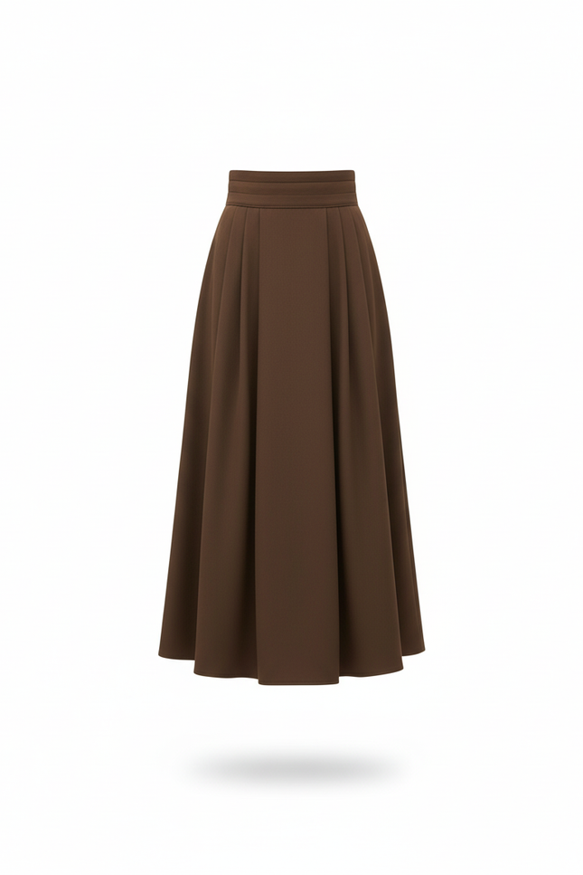 Jupe Plissée Marron Taille Haute Chic raffinée classique