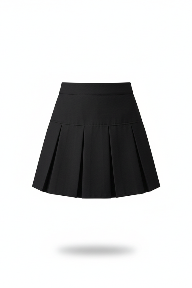 Jupe Plissée Noir Mini Préppy