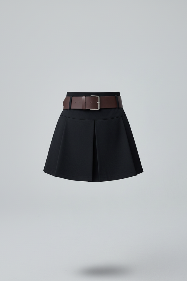 Jupe Plissée Noire A-line Chic