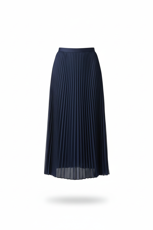 Jupe Plissée Bleu Marine Longue Fluide