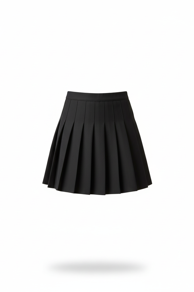 Jupe Plissée Noire Mini Décontractée