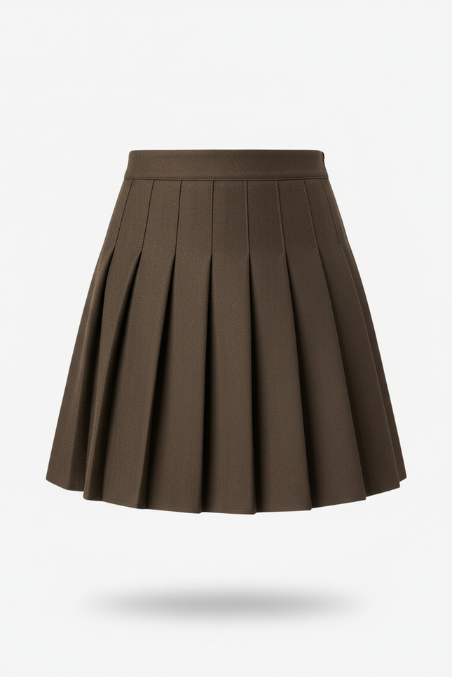 Jupe Plissée Marron Mini Chic stylée