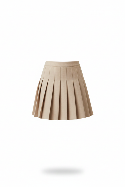 Jupe Plissée beige mini chic raffinée