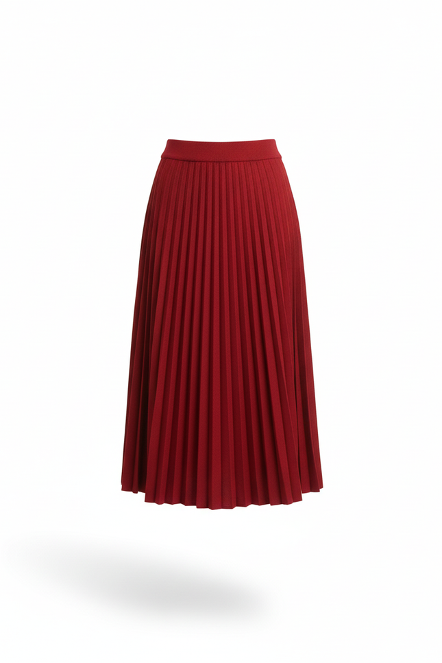 Jupe Plissée Rouge Évasée Élégante