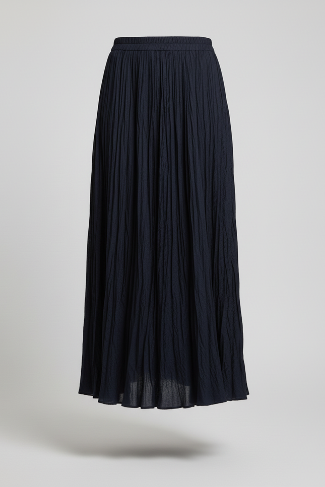 jupe longue taille haute plissée