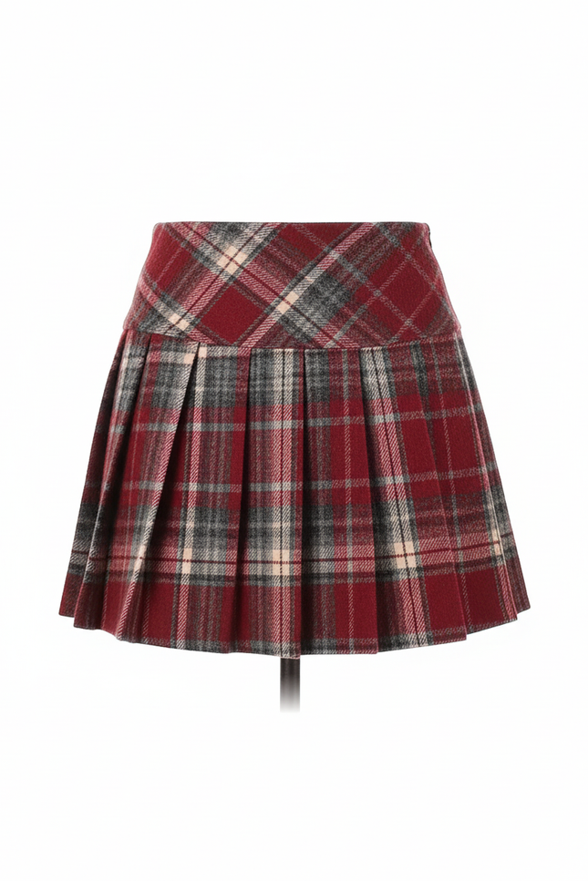 Jupe Plissée rouge écossais épaisse chic