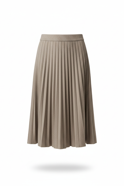 jupe plissée mi longue beige