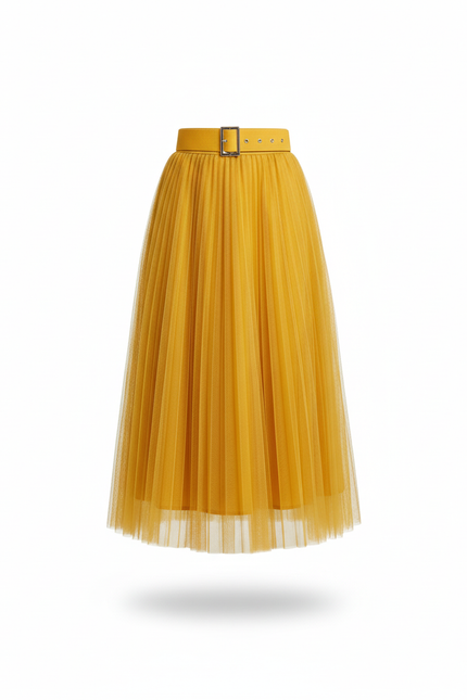 jupe plissée jaune