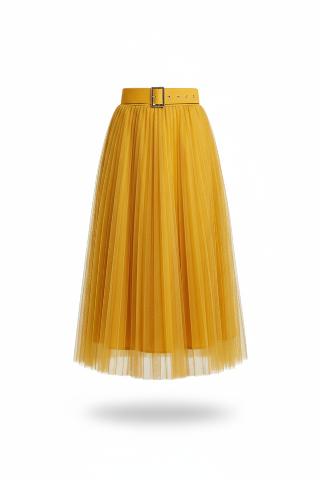 jupe plissée jaune
