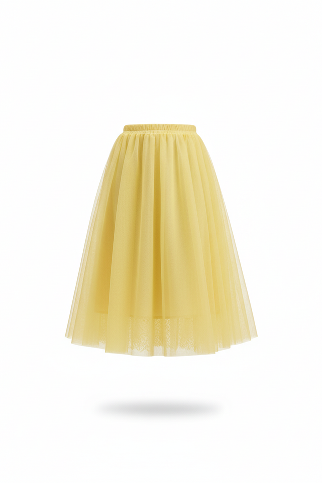 jupe jaune plissée
