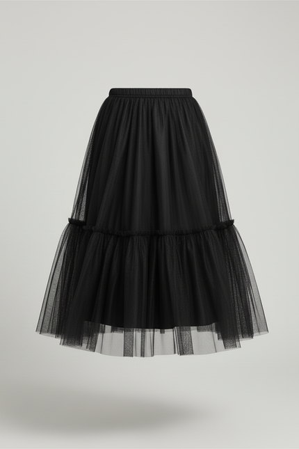 Jupe Plissée noire tulle élégante
