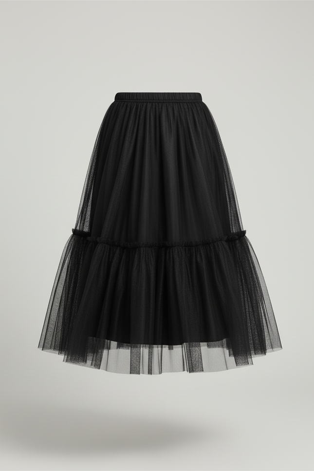 Jupe Plissée noire tulle élégante