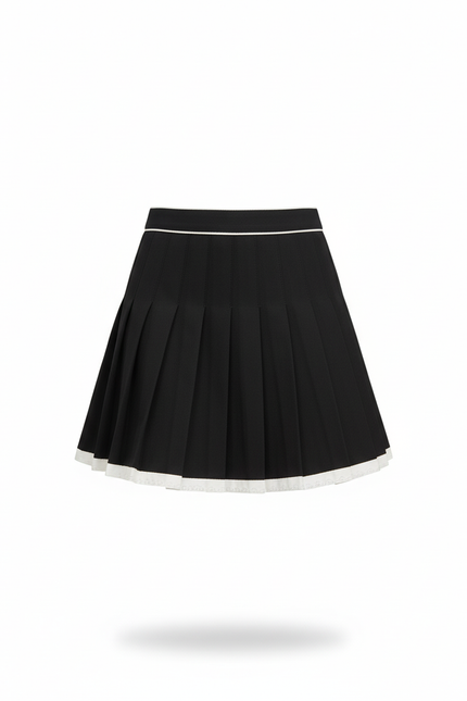 Jupe Plissée noire bord blanc chic