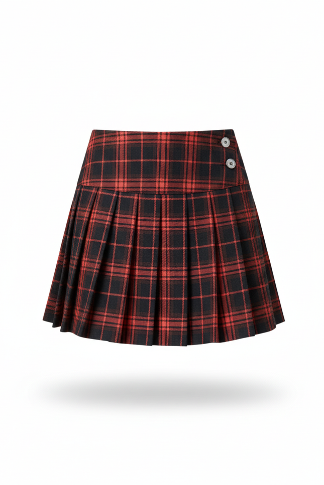 Jupe Plissée écossaise rouge chic raffinée