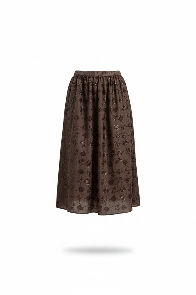 Jupe Plissée florale sequins élégante