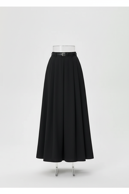 Jupe Plissée Noire Évasée Élégante raffinée