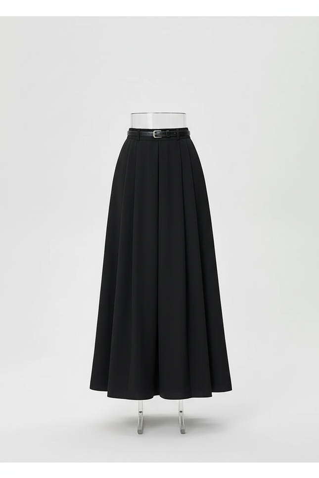 Jupe Plissée Noire Évasée Élégante raffinée