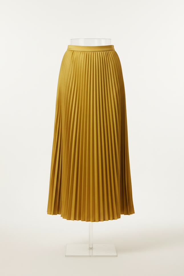 Jupe Plissée jaune moutarde longue élégante