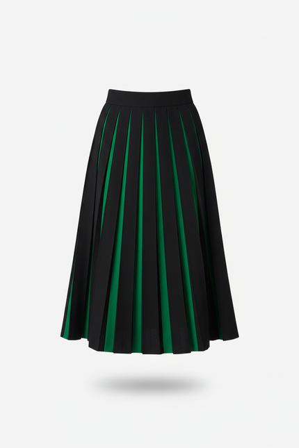 Jupe Plissée tricotée noir vert chic