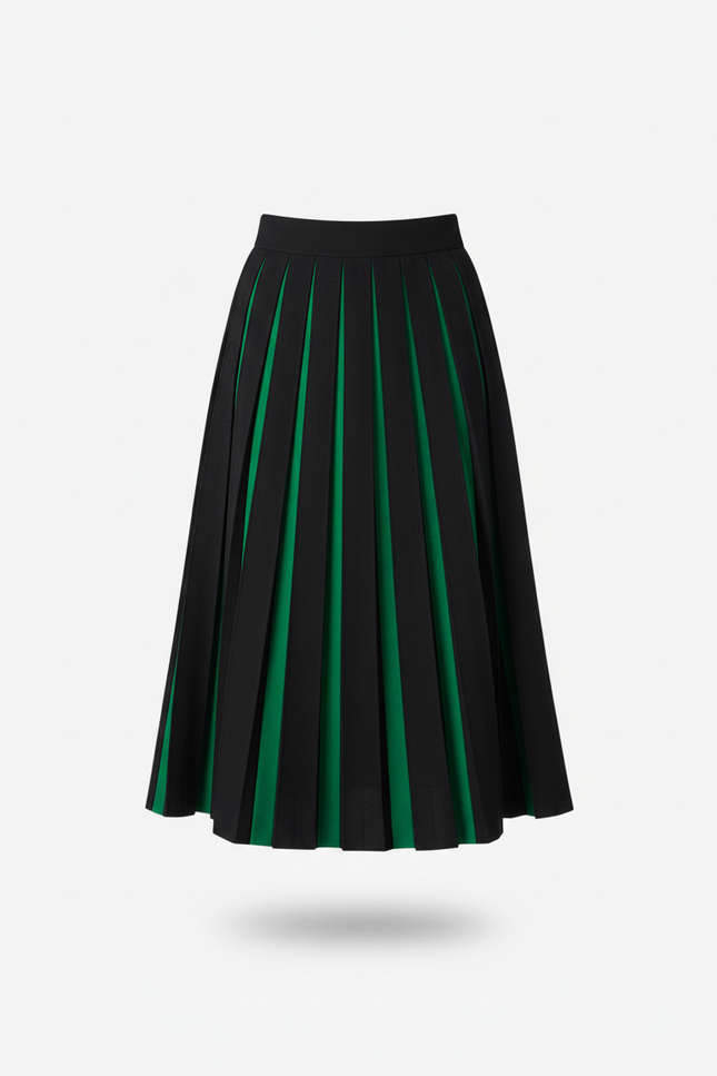 Jupe Plissée tricotée noir vert chic