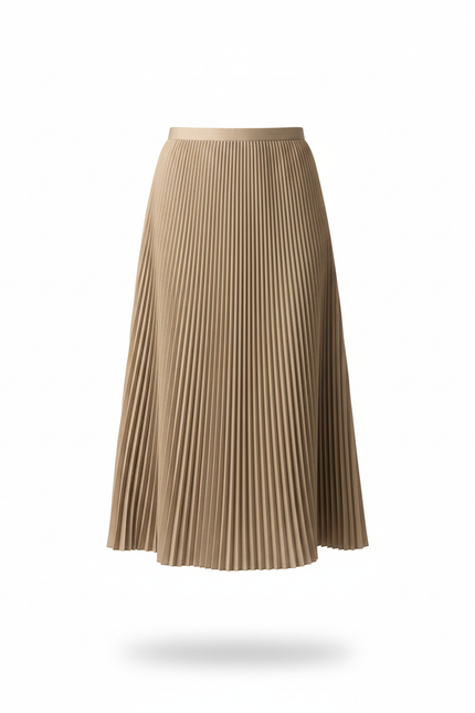 Jupe Plissée taupe satinée fluide