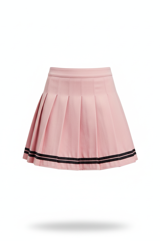 Jupe Plissée rose à bandes preppy