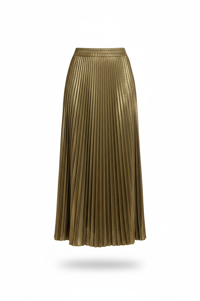 Jupe Plissée dorée métallisée chic