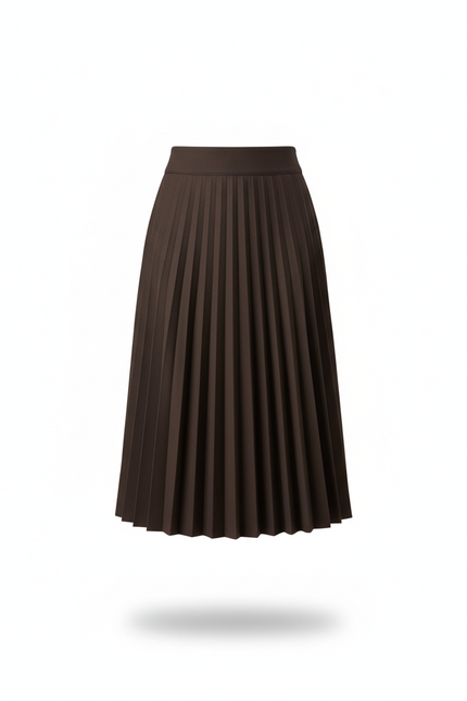 Jupe Plissée marron midi élégante raffinée