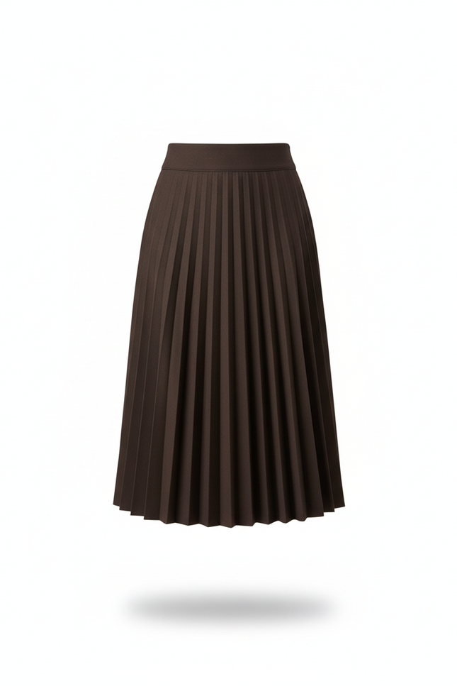 Jupe Plissée marron midi élégante raffinée